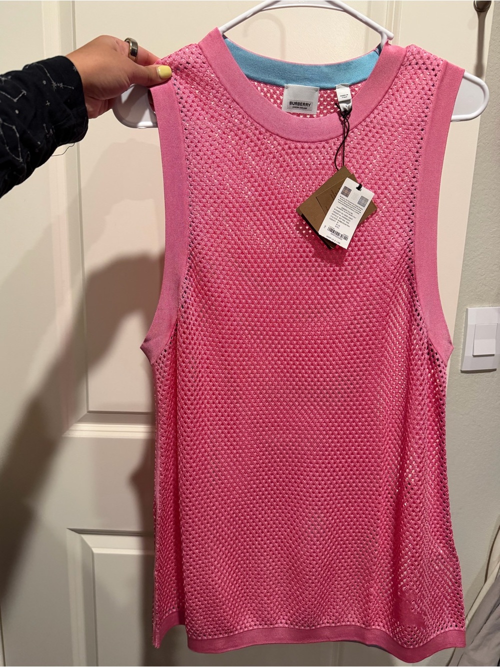 Burberry Pink Sleeveless Mesh Top - M